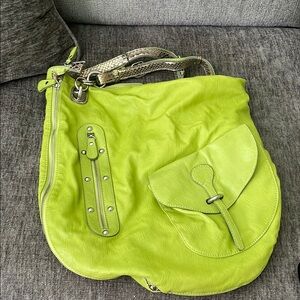 Melie Bianco Green Leather Shoulder Bag
